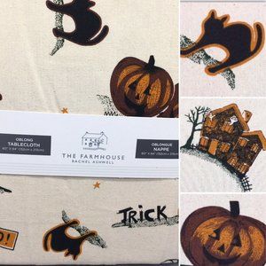 Rachel Ashwell Primitive Halloween Tablecloth Haunted House Pumpkin Cat 60x84